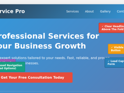 Split screen comparison showing outdated cluttered small business website versus modern responsive redesign